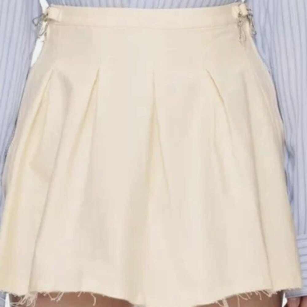 OUR LEGACY  White Pleated Mini Skirt Crinkled Cotton Sz. 34(IT)